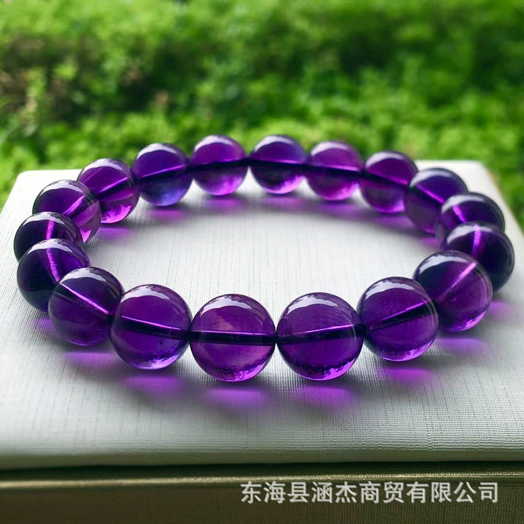 天然紫水晶手鍊紫羅蘭色水晶手串晶體通透情侶款時尚飾品