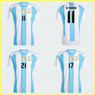 444 2024-2025 阿根廷國家主場球衣 Di Maria Dybala E Fernandez 足球 T 恤兒童