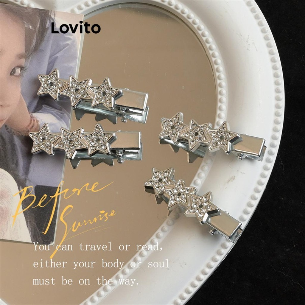 Lovito 女士休閒水鑽髮夾 LFA22220