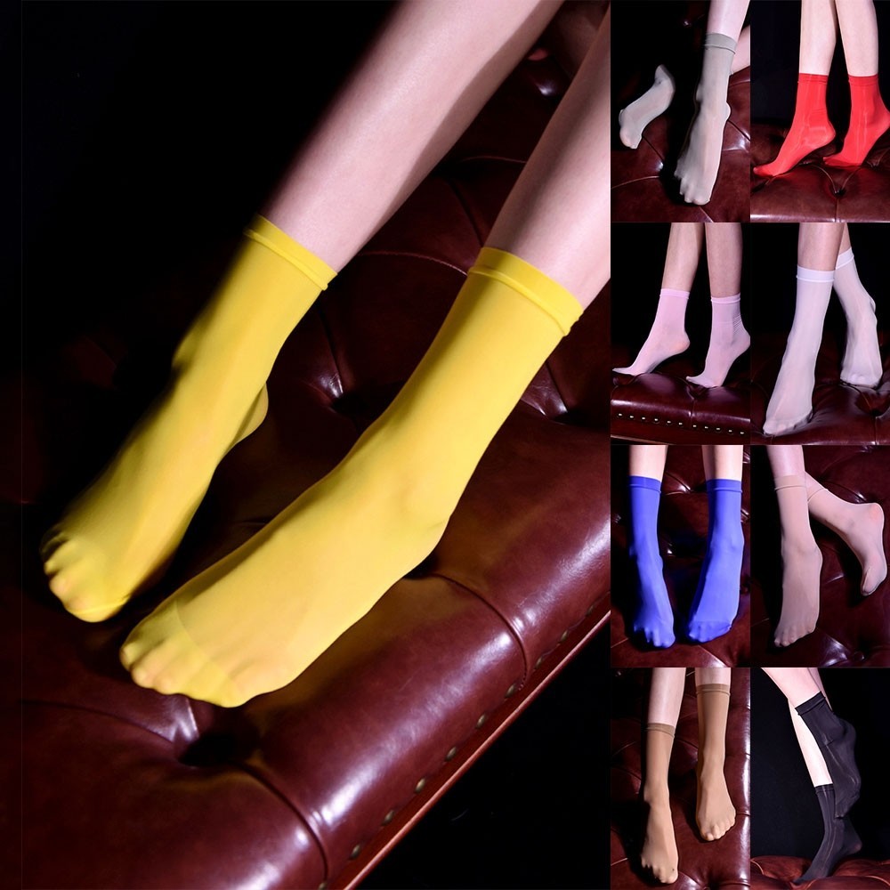 中性女式 8D 油亮絲質及踝襪夏季透明透明絲襪