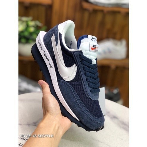 耐吉 Nike 2021 Sacai x Nike LVD 華夫格深藍白跑鞋 DH2684-400