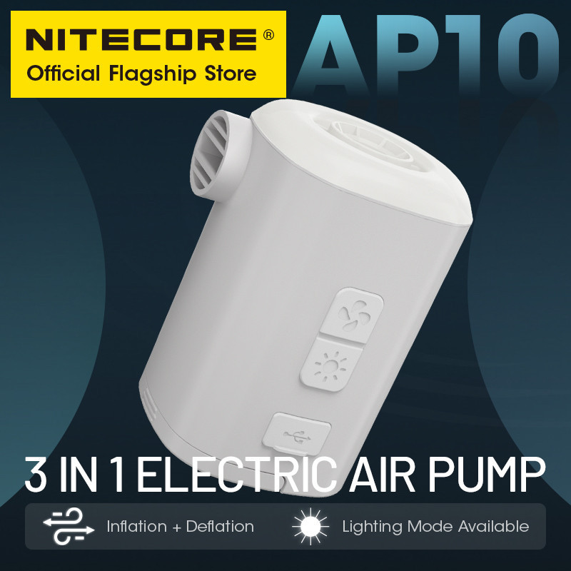 Nitecore AP10 3 合 1 電動氣泵 4.5 kPa 充氣泵放氣壓縮機,用於氣墊船游泳圈、燈