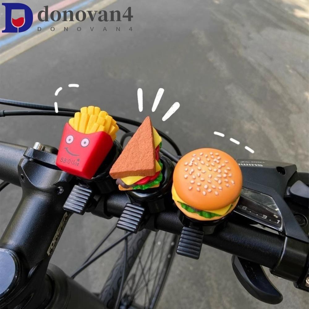 DONOVAN卡通自行車鈴,大聲法式炸薯條自行車喇叭,可愛漢堡三明治自行車滑板車鈴鐺自行車車把
