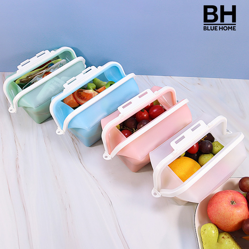 [藍家家居]矽膠保鮮袋可微波加熱食物保鮮盒冰箱防串味分裝收納盒保鮮袋