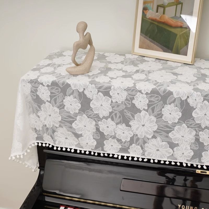 ⋞鋼琴罩⋟現貨   鋼琴布    蓋布  蕾絲簡約輕奢北歐美式高檔電 鋼琴罩 半罩  防塵罩