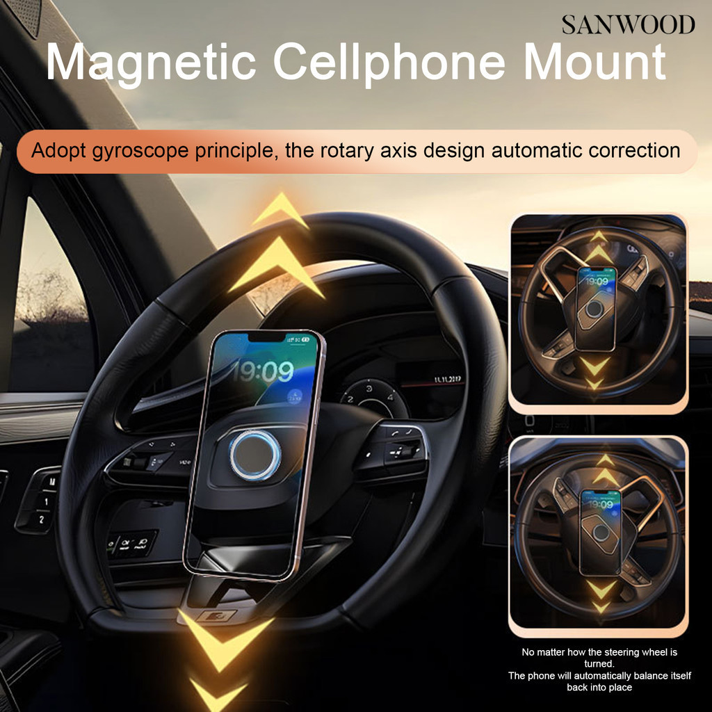 【3C配件】零重力車用手機導航支架 粘貼式金屬強磁磁吸方向盤手機支架