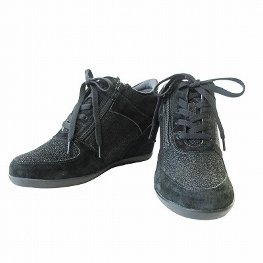 MANU n 5鞋子 休閒鞋 球鞋二十三 鞋跟 側拉鍊 腳跟 黑色 日本直送 二手