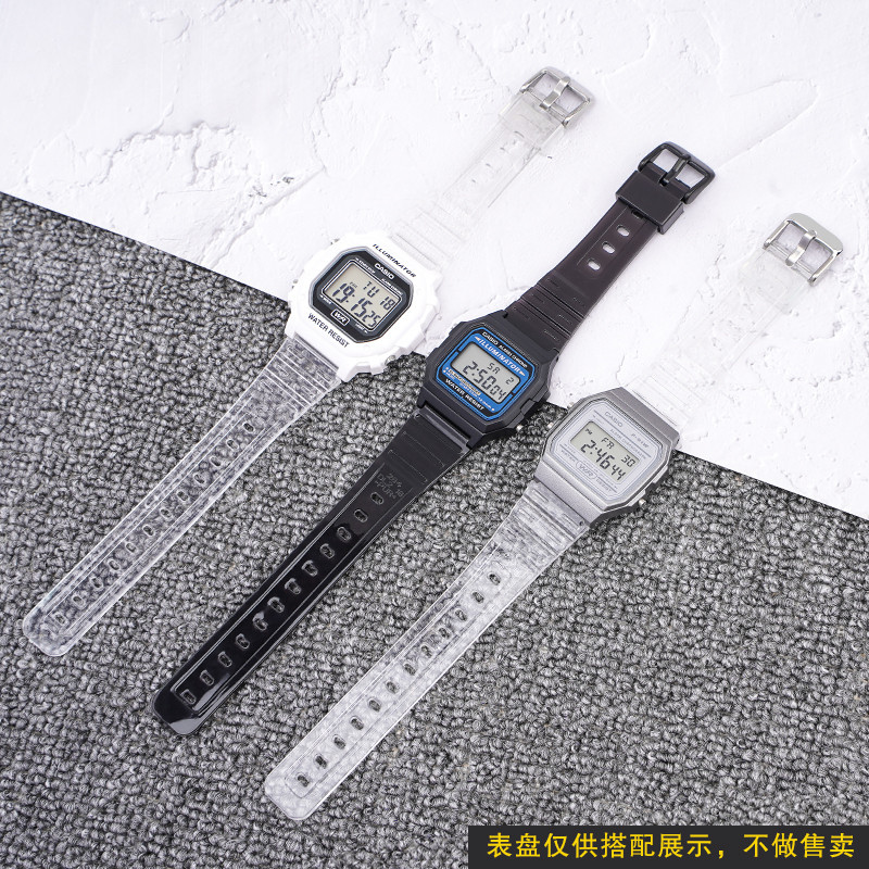 【店主推薦】替換卡西歐手錶帶小方表F-91F9484105AE1200樹脂橡膠凸口18mm