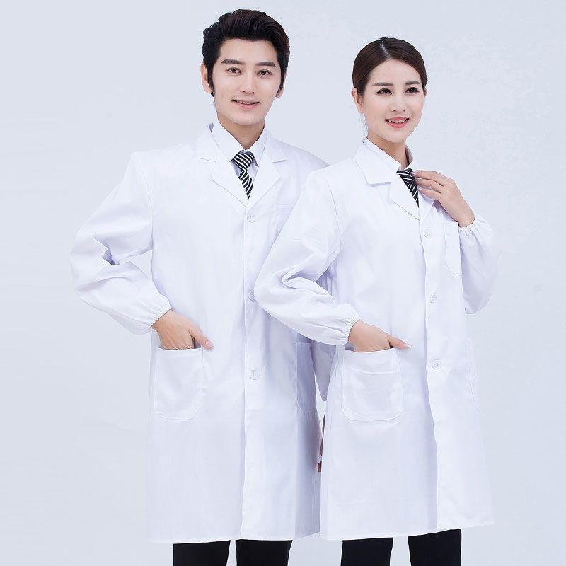 白大褂長袖大學生實驗服醫生服女短袖薄款化學醫護工作服隔離衣
