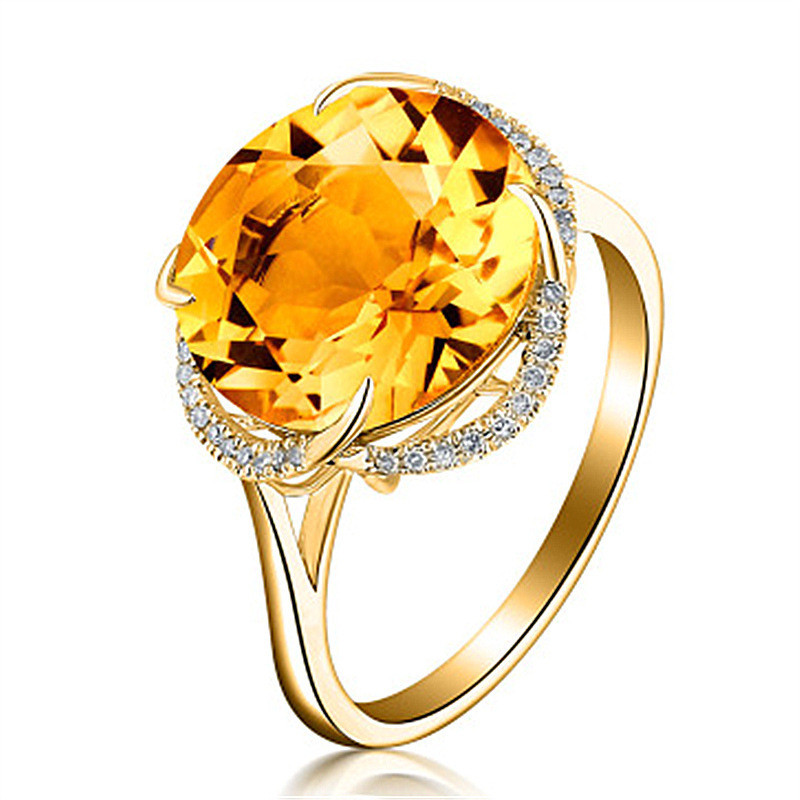 時尚女款戒指 時尚黃水晶鍍黃金寶石戒指黃鑽戒指銀河繁星戒指靈動晃鑽開口戒指