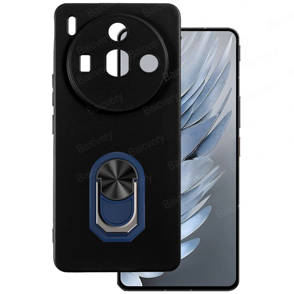 NUBIA ZTE 手機殼中興努比亞 Z50S Pro NX713J 帶磁性握把指環支架軟黑色啞光防震保護 TPU 矽膠