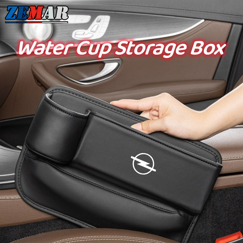 歐寶汽車座椅側間隙填充物儲物盒 PU 皮革汽車中控儲物袋帶瓶架適用於歐寶 Corsa Vectra Astra g H