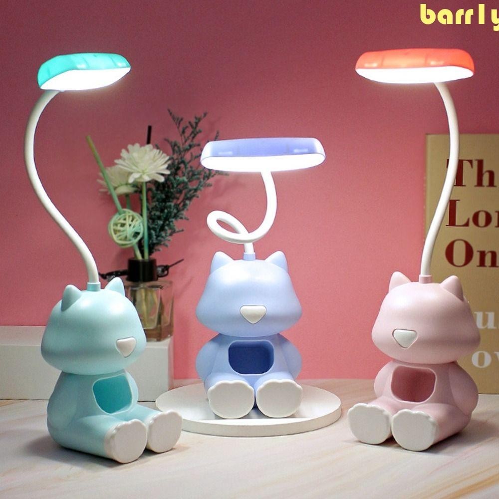BARR1YLED檯燈,眼睛保護貓的形狀護眼檯燈,桌面顯示塑料USB充電長度可調學習閱讀燈客廳