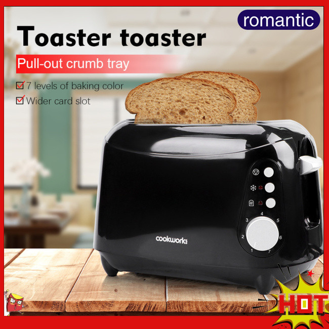 Rom 1 套智能 Led 顯示烤麵包機 2 片早餐烤麵包機,帶超寬槽(英國插頭)