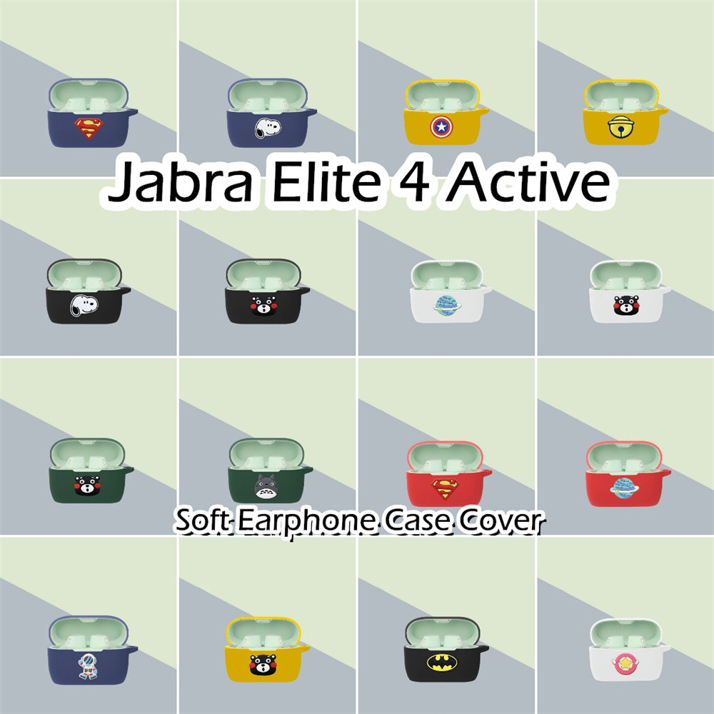 現貨! 適用於 Jabra Elite 4 Active Case Minimalist 卡通系列軟矽膠耳機套外殼保護套