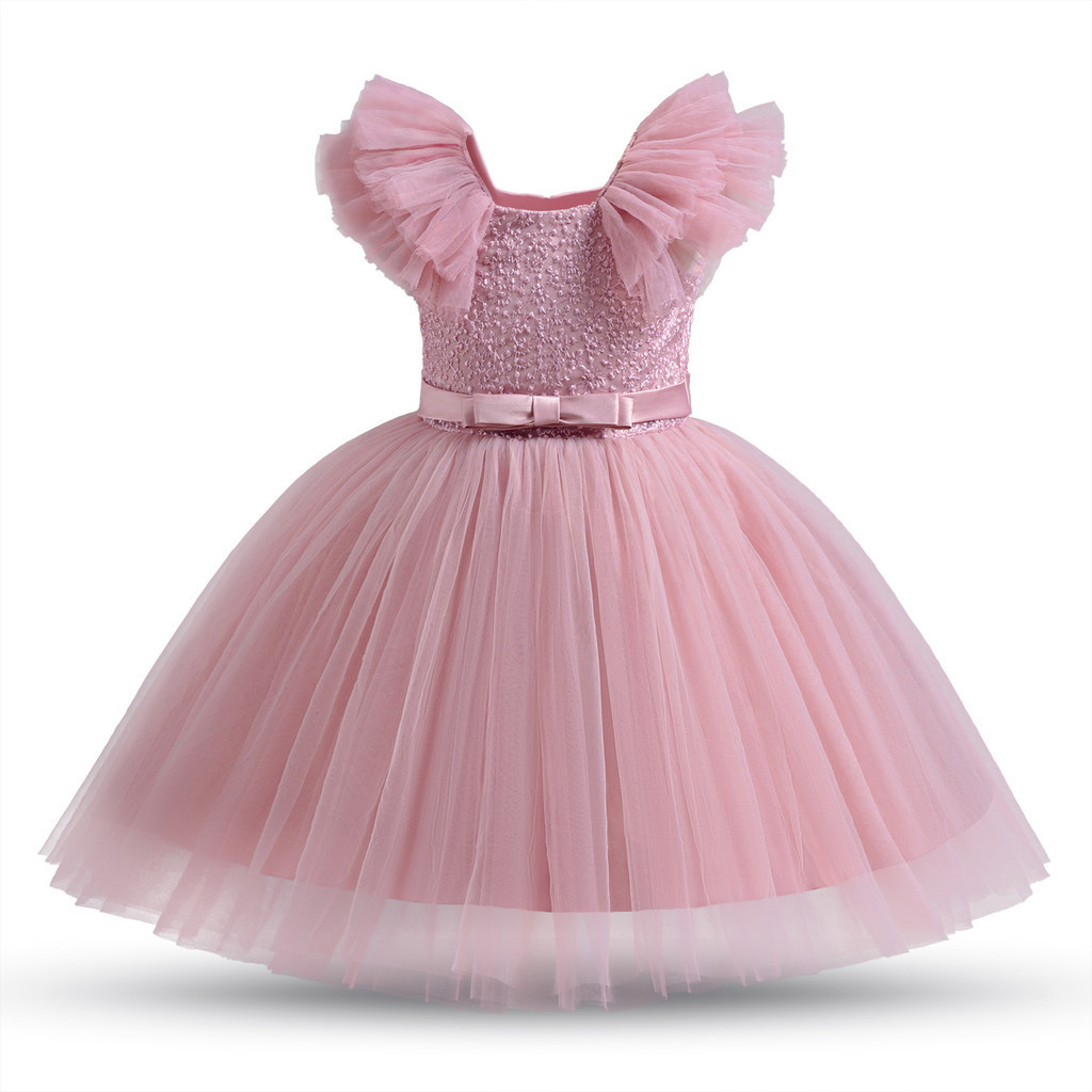 NNJXD兒童網紗洋裝女童鋼琴演奏公主裙小女孩正式派對蓬蓬裙3-8歲