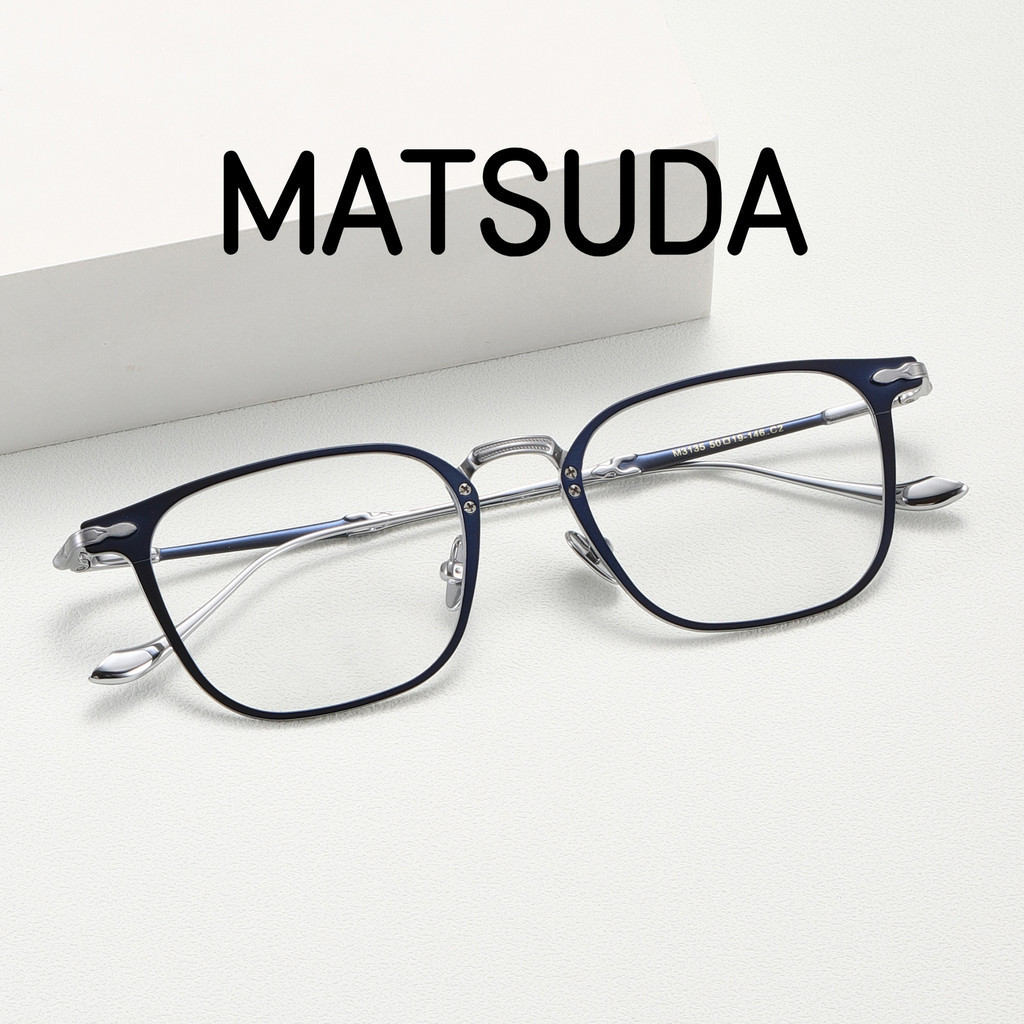 【Ti鈦眼鏡】松田MATSUDA 純鈦眼鏡架 日本手工眼鏡 M3135藝文雙色眼鏡 超輕方框素顏時尚眼鏡