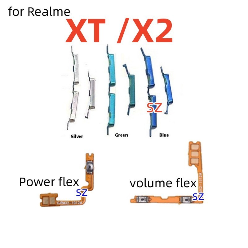 適用於 Realme XT X2 向上向下側鍵按鈕排線的電源音量按鈕柔性
