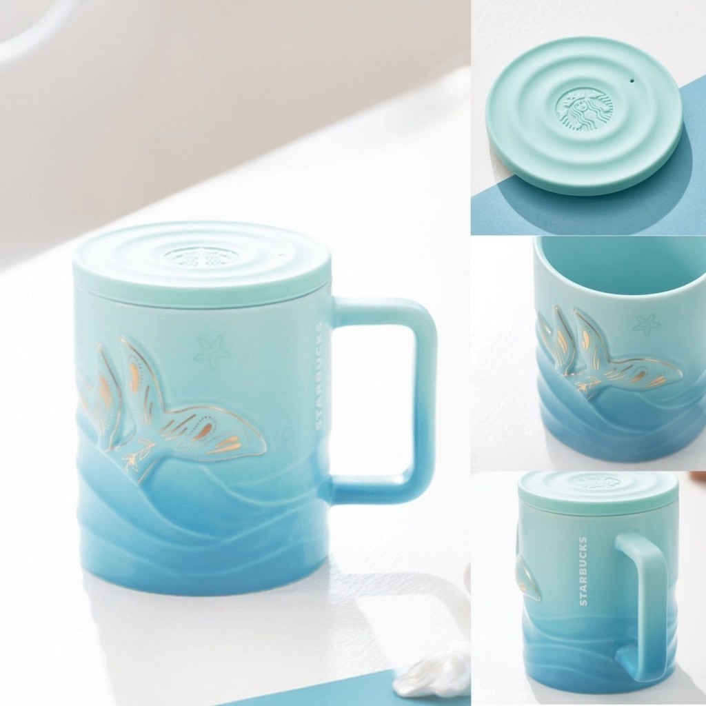 限時特賣星巴克23週年Siren人魚海洋雙魚尾馬克杯陶瓷杯咖啡杯配杯蓋水杯