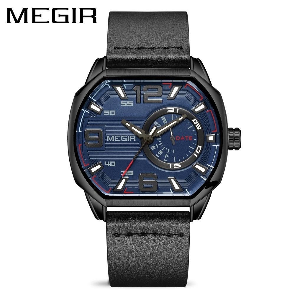 【現貨秒發】新美格爾megir男士手錶 創新方形運動手錶防水夜光男表2201 QJJJ
