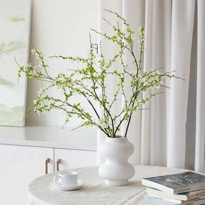 補發鏈接-雪柳枝條假花仿真花綠植擺設帶花瓶客廳餐桌裝飾花藝插花上檔次