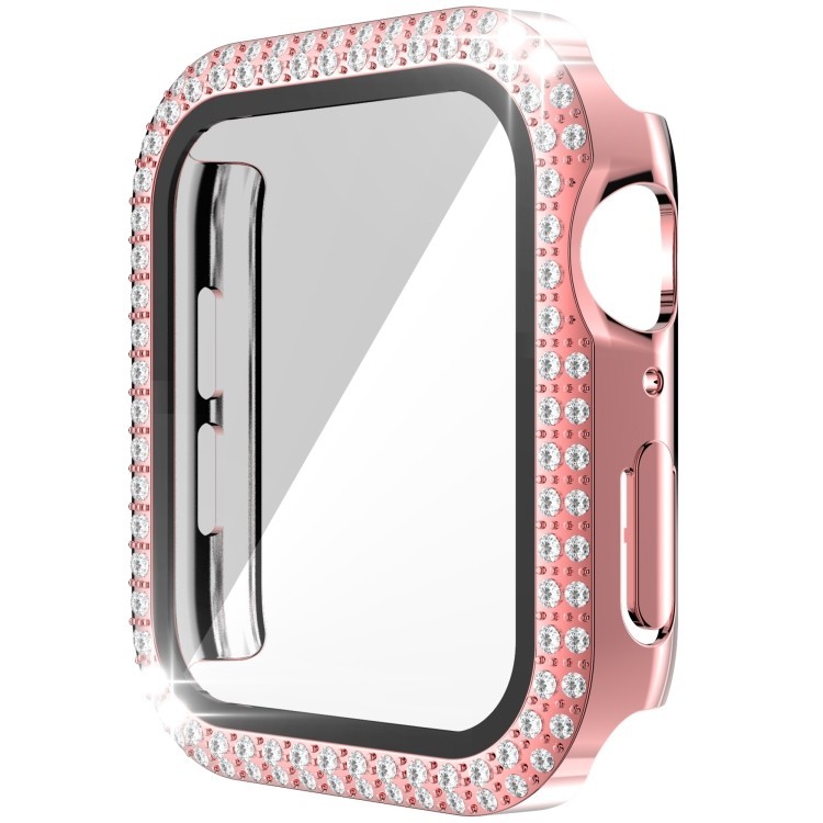 新款雙排鑽石 PC+鋼化玻璃錶殼適用於 Apple Watch Series 3&amp;2&amp;1 38mm