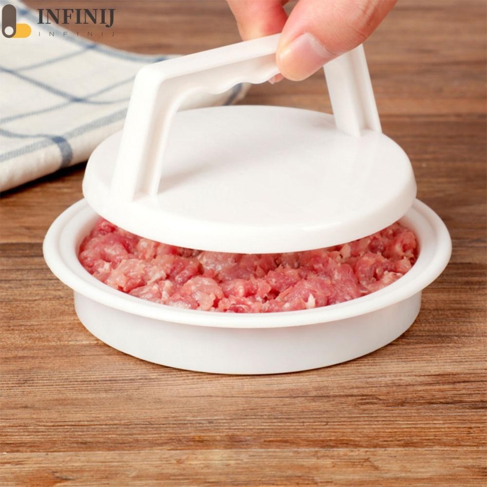[infinij.tw] 多功能壓肉器漢堡肉餅模具塑膠漢堡壓肉器廚房工具 白色
