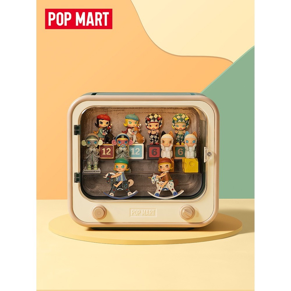 （請下標宅配）POPMART泡泡瑪特 MOLLY 週年雕塑經典迴歸系列-電視機發光展示盒