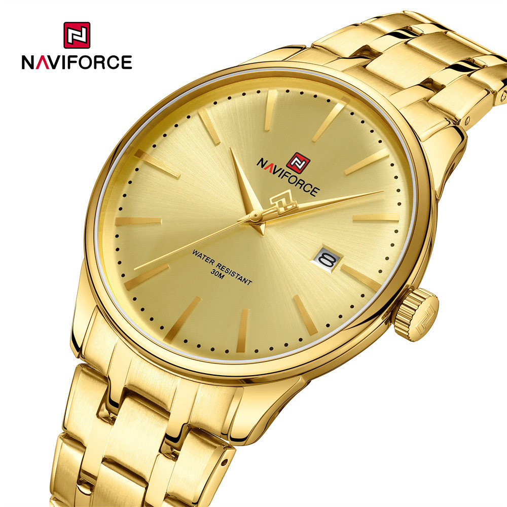 Naviforce 時尚男士手錶頂級品牌豪華防水手錶不銹鋼運動軍用石英鐘