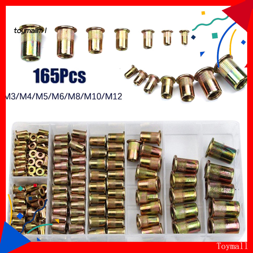 [TM] 165pcs M3 M4 M5 M6 M8 M10 M12 螺紋金屬螺母鉚螺母套裝配件
