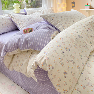 12色 小清新紫色純棉床包組 精梳棉床單 床罩 被單 單人 雙人 加大床包四件組 100%全棉床組