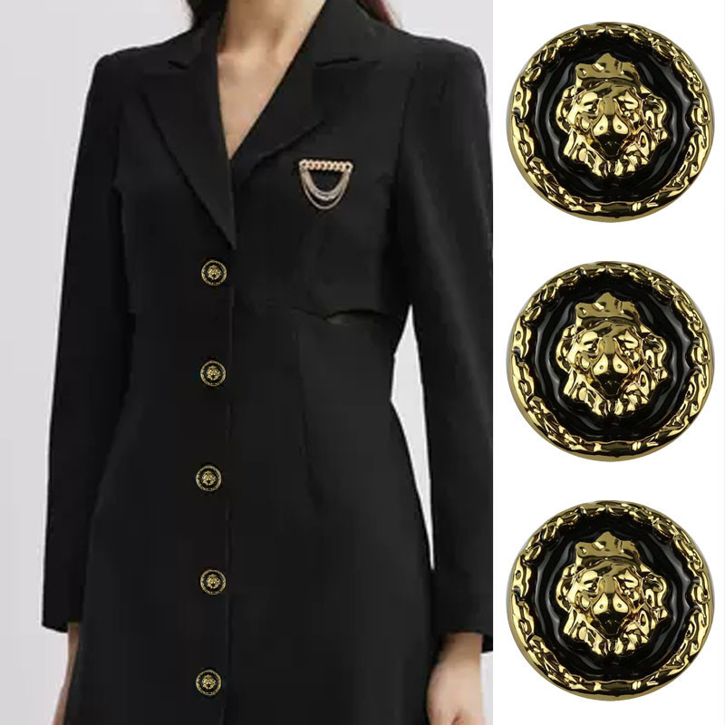 BFXDG 5件/套高品質獅子頭設計金屬縫紉配件衣服裝飾鈕扣復古針織衫小外套夾克外套服裝鈕扣