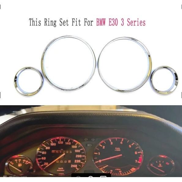 BMW 全新車速表儀表錶盤環擋板裝飾適用於寶馬 E30 3 系列(鍍鉻銀)
