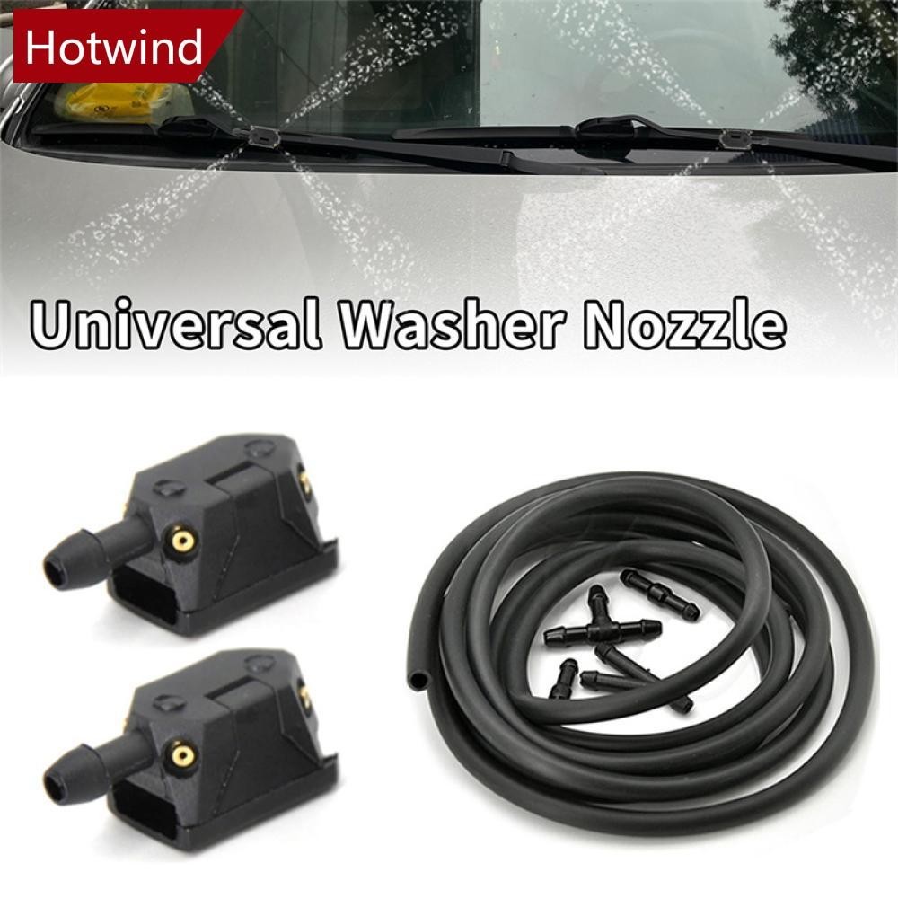 Hotwind 7 件通用汽車擋風玻璃清洗器雨刮器調節 4 向刀片噴水噴嘴帶 1 米橡膠孔管 M5P6