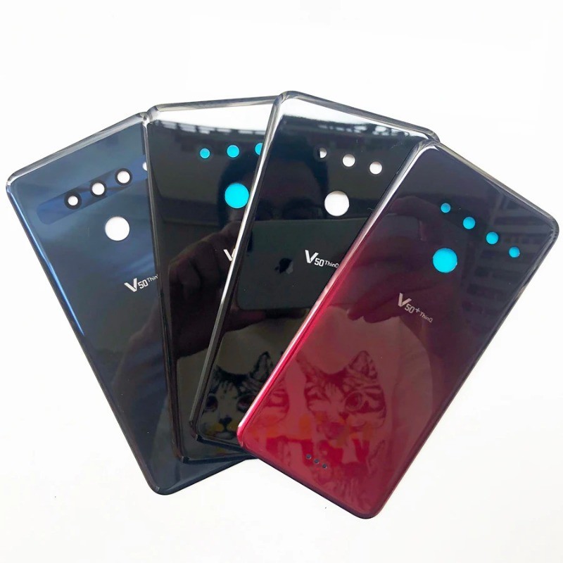 100% 原裝玻璃電池蓋適用於 LG V50 ThinQ 5G V50+ V500 V450 電池蓋後玻璃外殼蓋維修零件