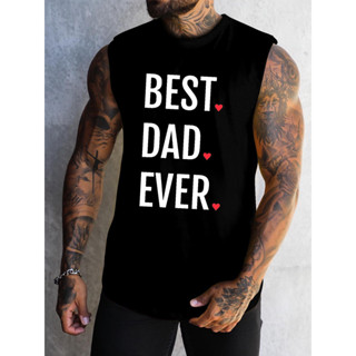 Best DAD EVER 印花夏季男士速乾吸濕排汗透氣背心運動健身房健美運動無袖襯衫鍛煉跑步訓練男士服裝