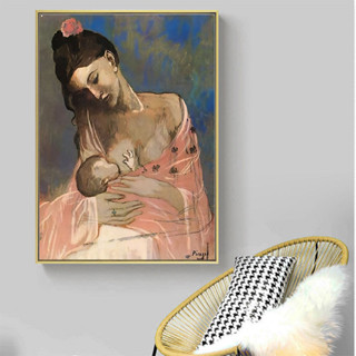 Pablo Picasso 帆布畫(母嬰)海報和版畫牆壁藝術現代圖片適用於客廳家居裝飾