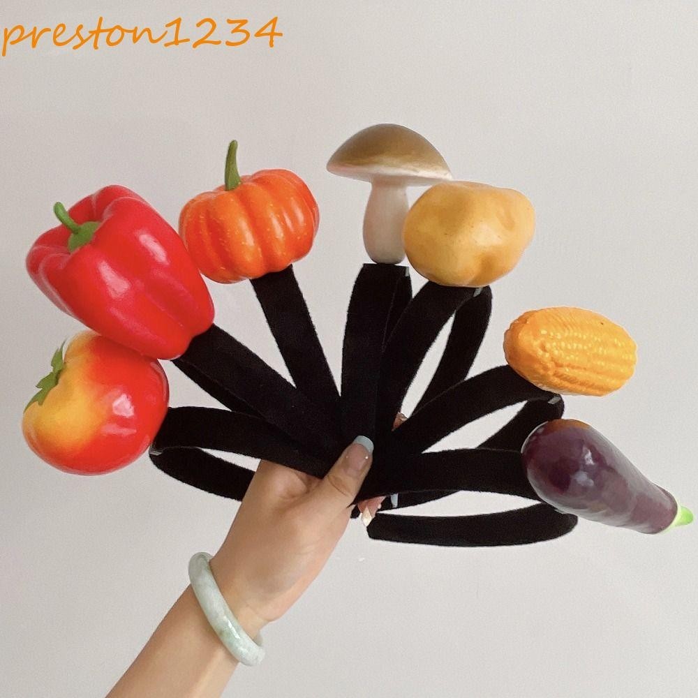 PRESTON模擬食物髮箍,馬鈴薯番茄水果頭帶,有趣香蕉頭飾塑料蔬菜髮帶每日