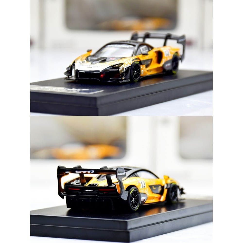 【現貨出售】LCD 1:64邁凱倫塞納Mclaren Senna GTR 橙色#12賽車 合金汽車模型