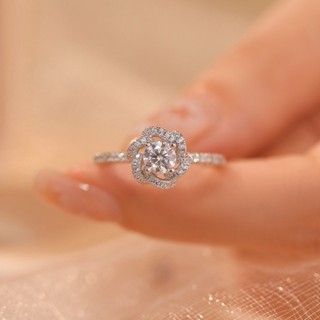 925銀玫瑰鑽戒女新娘花束人造鑽戒求婚戒指禮物