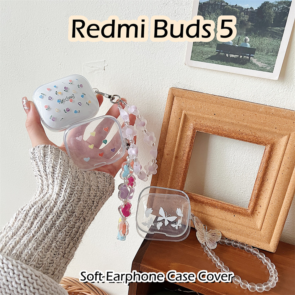 【imamura】適用於 Redmi Buds 5 Case 極簡彩色花卉圖案軟矽膠耳機套外殼保護套