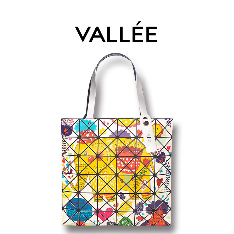 【VALLEE】✨現貨女包✨日本三宅一生同款摺疊幾何拼接菱格女包時尚潮流手提小包包簡約腋下包