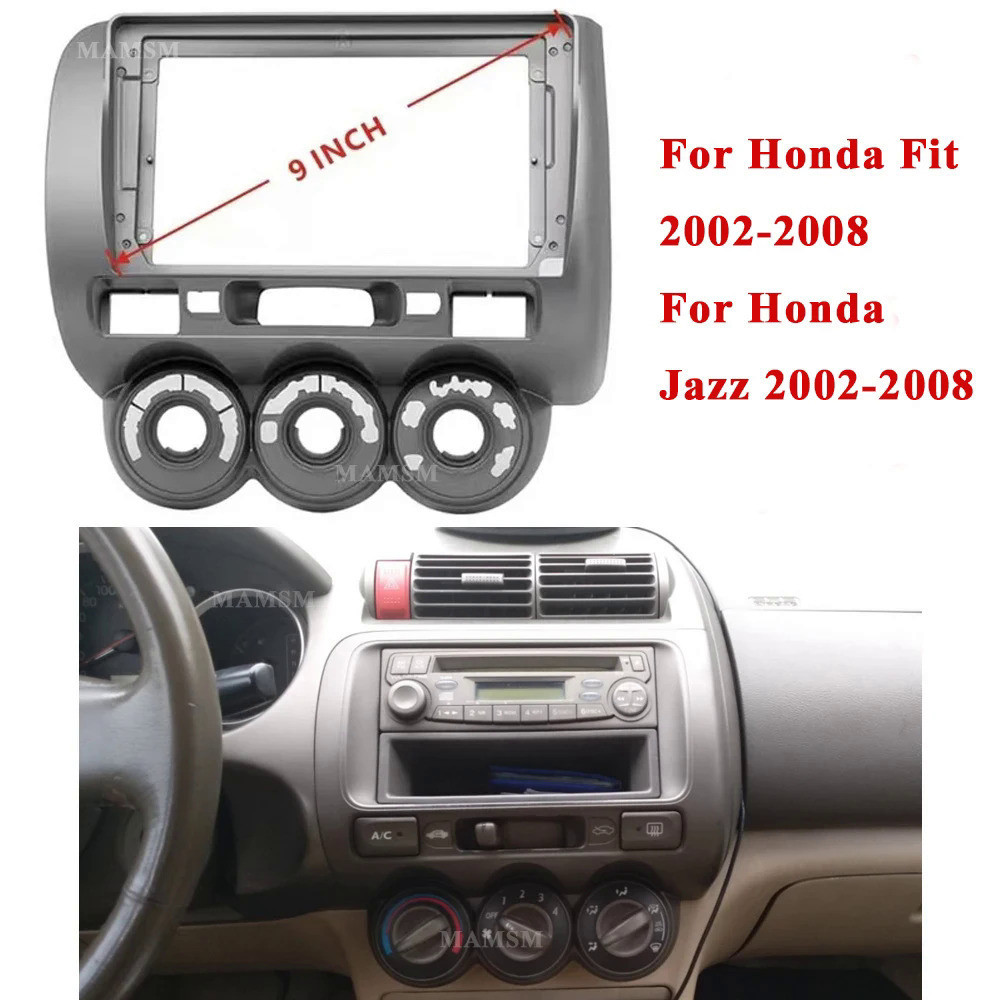 HONDA 汽車 9 英寸 2 Din 立體聲 o 面板 o DVD 面板擋板框架安裝裝飾左輪適用於本田飛度爵士城