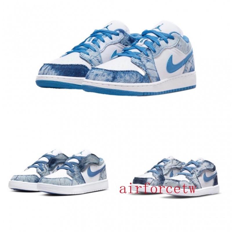 特價 Air Jordan 1 Low Washed Denim 牛仔 單寧 兒童/中童/大童女鞋