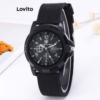 Lovito 休閒素色尼龍錶帶夜光女裝戶外石英手錶 LFA23161
