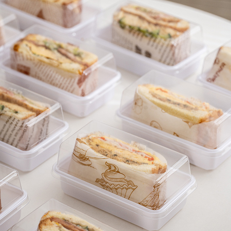 【現貨】【三明治盒子】網紅三明治包裝盒 三文治甜品吐司切片面包盒子 便當打包盒透明商用