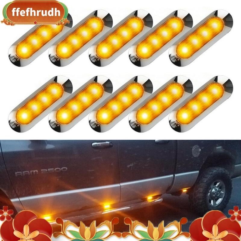 10x 琥珀色 LED 拖車卡車側標誌燈 4LED 間隙 RV 露營車 12V-24V ffefhrudh