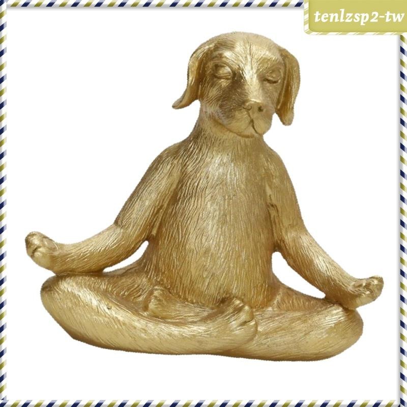 [TenlzspfdTW] 狗雕像美學金冥想狗雕塑桌面客廳家用