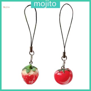 Mojito 掛飾掛飾鑰匙扣模擬草莓番茄鑰匙扣包掛飾時尚掛繩適用於 USB Pho