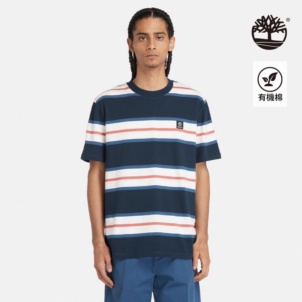 Timberland 男款深寶石藍條紋短袖T恤|A64AYB68
